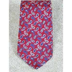Tom James Executive Collection Silk Neck Tie Red Blue Paisley 60"